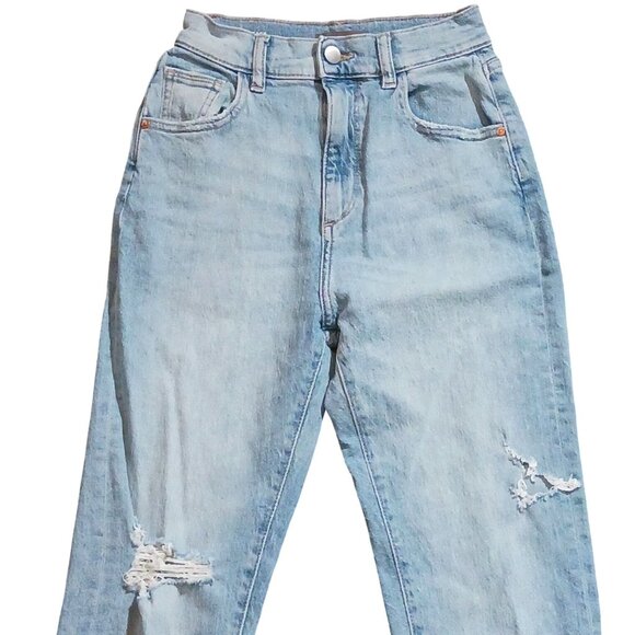 DL1961 Susie Tapered High-Rise Distressed‎ Jeans Women's Size 23 Seaglass Blue - Picture 3 of 15